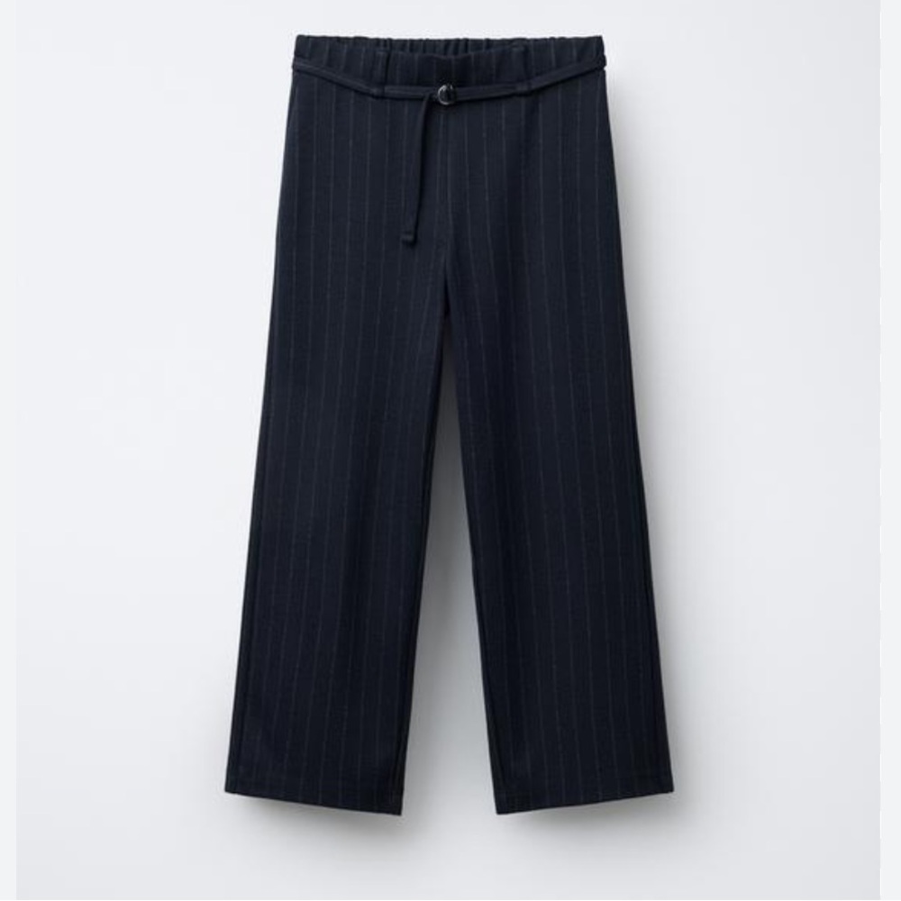 size s zara navy pinstriped pants